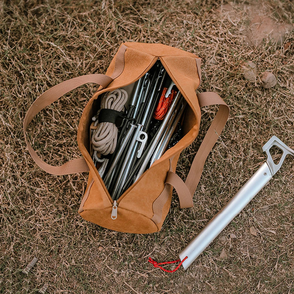 Camping-Werkzeug-Aufbewahrungstasche mit großer Kapazität, zylindrische Zeltpflocktasche, leichte Zeltherings-Bodennagelhaltertasche für Outdoor-Camping
