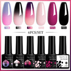 LILYCUTE 7ML 6PCS Neon Gel Nagellack Set fluoreszierend Farbwechsel Semi Permanent Soak Off Maniküre-Kit Nail Art Gel