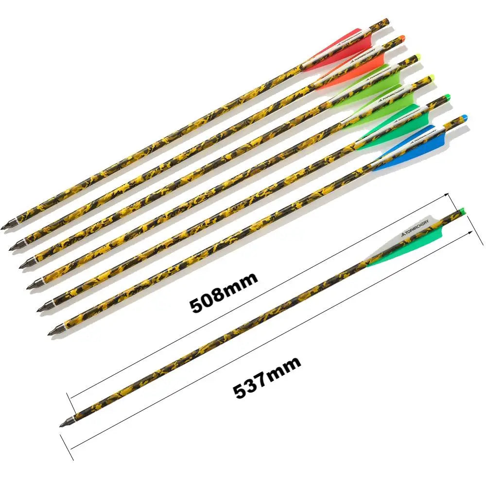 6/12/24 Stück 20'' Armbrustbolzen Carbonpfeil mit 4-Zoll-Feder ID7.6mm Outdoor Jagd Sport Praxis Armbrustpfeile