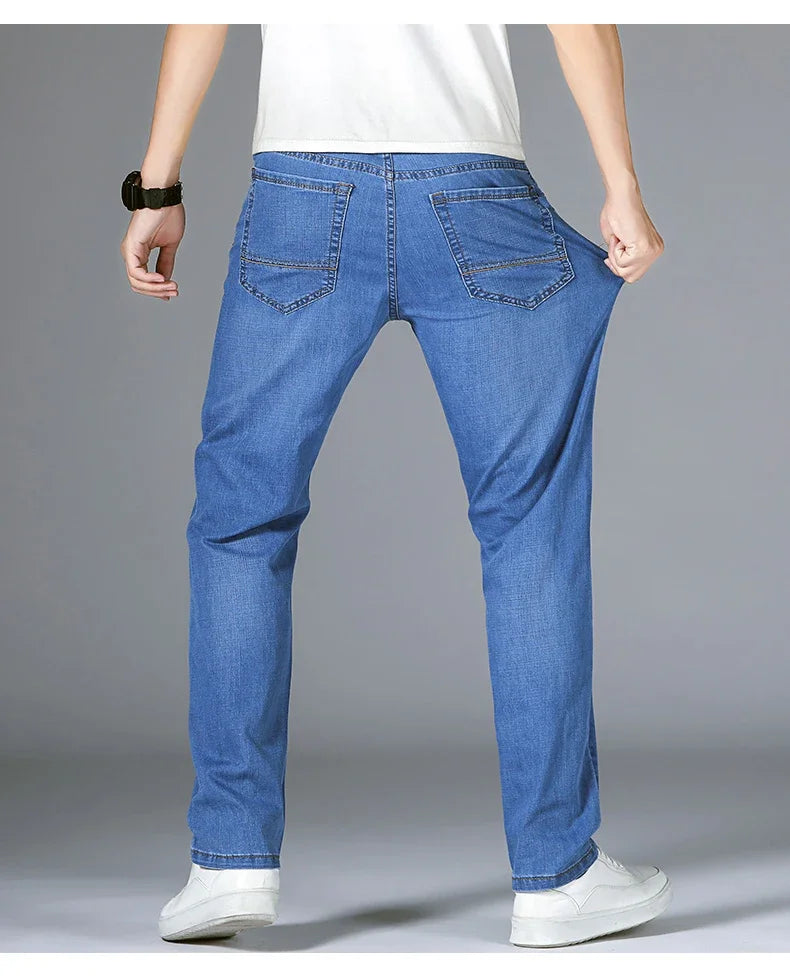 Herrenhose Büro Business Jeans Herren Klassische Blau Schwarz Baumwolle Stretch Straight Denim Hose Herren Marken Hosen