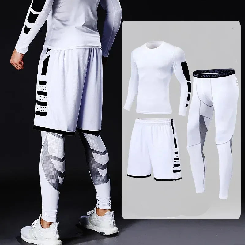 Herren Lauf-Trainingsanzug Fitness Sportbekleidungs-Set Kompressions-Leggings Sportkleidung Gym Enganliegende Jogginghose Rash Guard Lycra