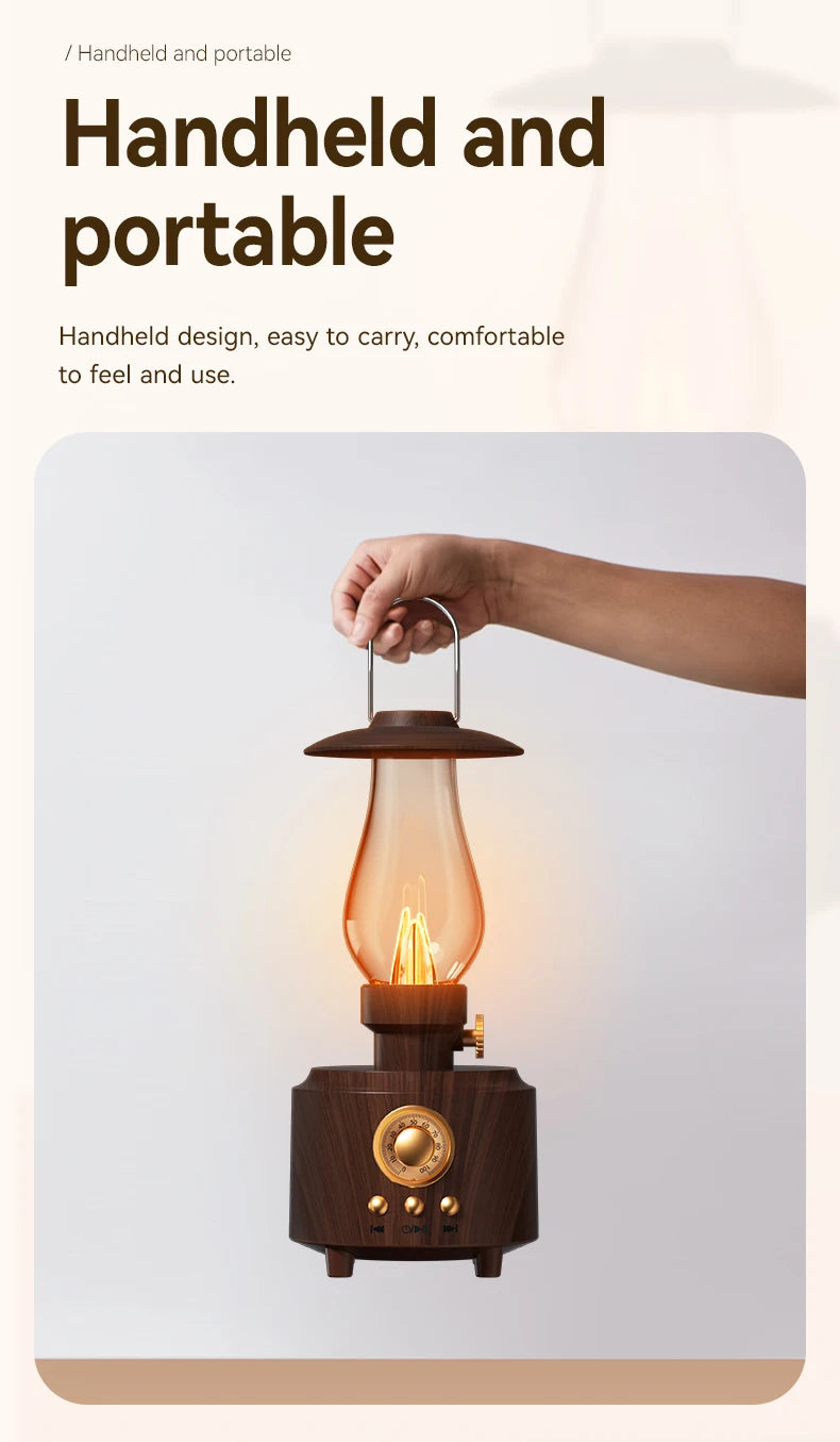 Retro Lampen-Stil Kabelloser Bluetooth-Lautsprecher mit Tragbarem FM-Radio und USB-Anschluss Bluetooth 5.3 Geeignet für Camping, Heimdekoration