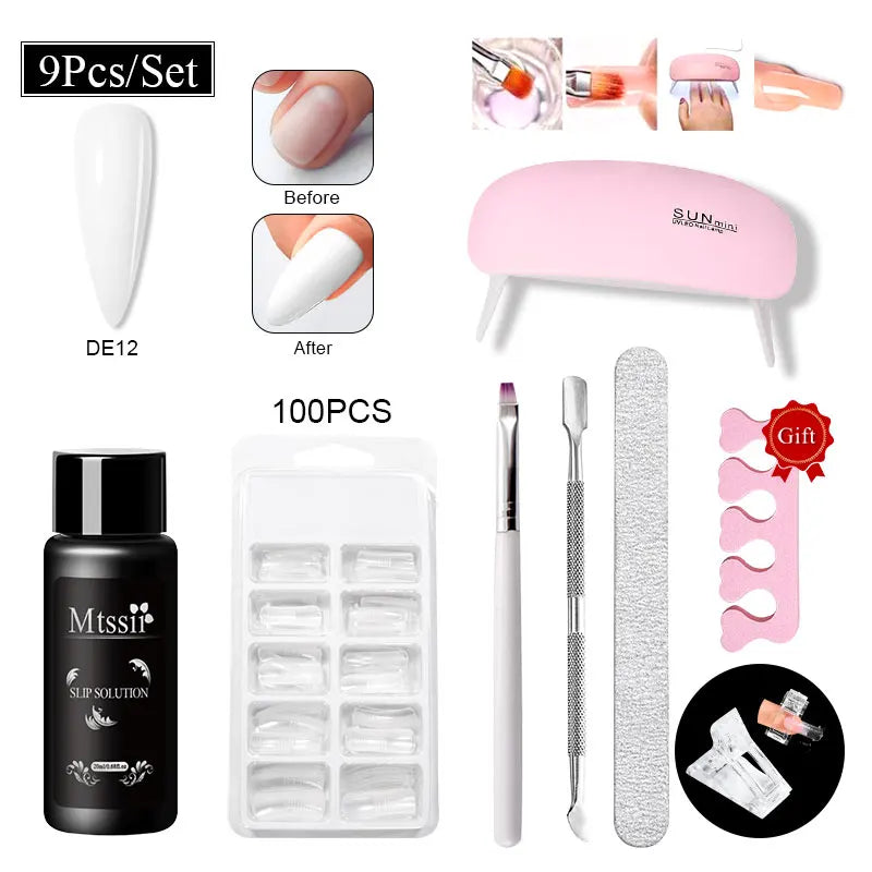 24-teiliges Set 20ml Poly Nail Extension Gel Kit Mini-UV-Lampe Versiegelung mit Basislack Überlack Professionelles Poly-UV-Nagelgel-Kit Starter-Kit