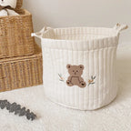 Niedlicher Bären-Stickerei INS Baby Wickeltasche Windel Caddy Windelkorb Mummy Mutterschaftstasche für Neugeborene - Aufbewahrungsorganisator für Spielzeug und D