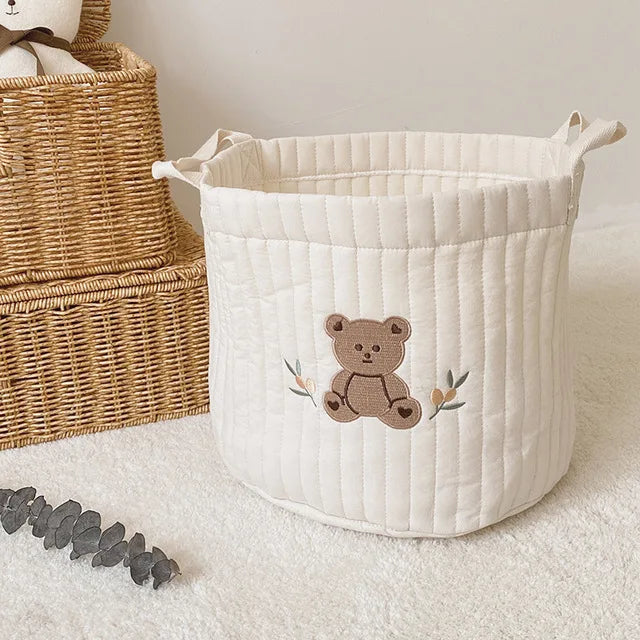 Niedlicher Bären-Stickerei INS Baby Wickeltasche Windel Caddy Windelkorb Mummy Mutterschaftstasche für Neugeborene - Aufbewahrungsorganisator für Spielzeug und D Hauptbild
