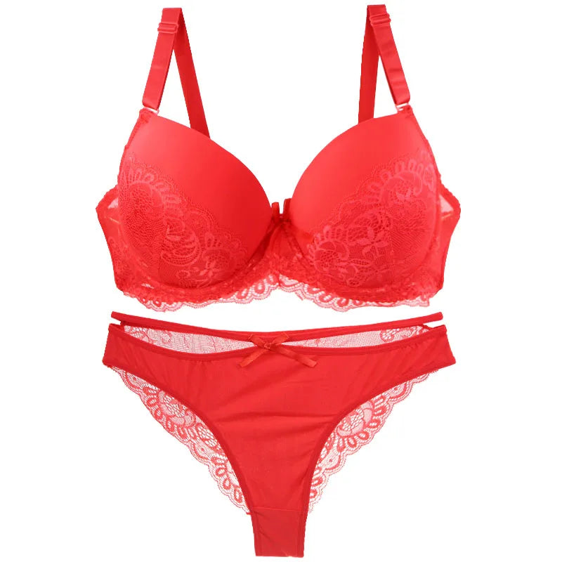 DaiNaFang Sexy BH-Set Grün Schwarz Beige Rot Weiß Lila Spitze Schleife Blumen Unterwäsche für Damen Übergröße Dessous