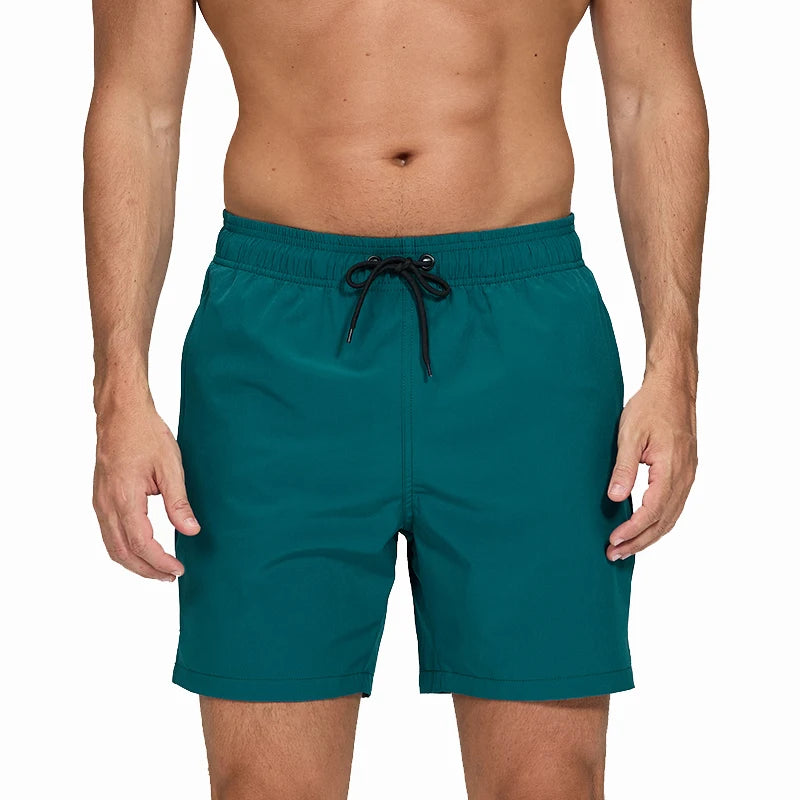 Escatch 2026 Sommer Herren-Badebekleidung Einfarbig Multicolor Polyester-Netzfutter Seitliche Reißverschlusstasche Maillot De Bain Homme Sportshorts