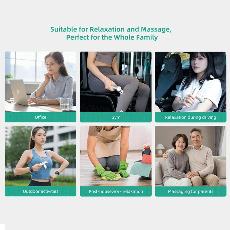 Kica Mini 3 Massagepistole, 3000 U/min stufenlose Geschwindigkeit, 7 kgf Schlagkraft, 4 Köpfe, 255 g leichter Sport-Muskelmassagegerät