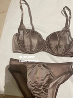 Vorderer Schnallen-Push-up-BH für Damen Dessous-Set Sexy Satin-Mesh Halb-Cup Kabelloser Lift-BH-Set mit verstellbaren Trägern Größe S-XL