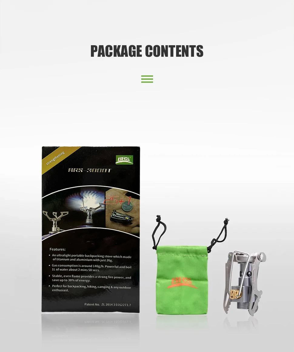 BRS Outdoor Gas Stove Mini Camping Gaskocher 25g Ultraleicht Titan Picknick Wanderkocher Überlebensofen BRS-3000T
