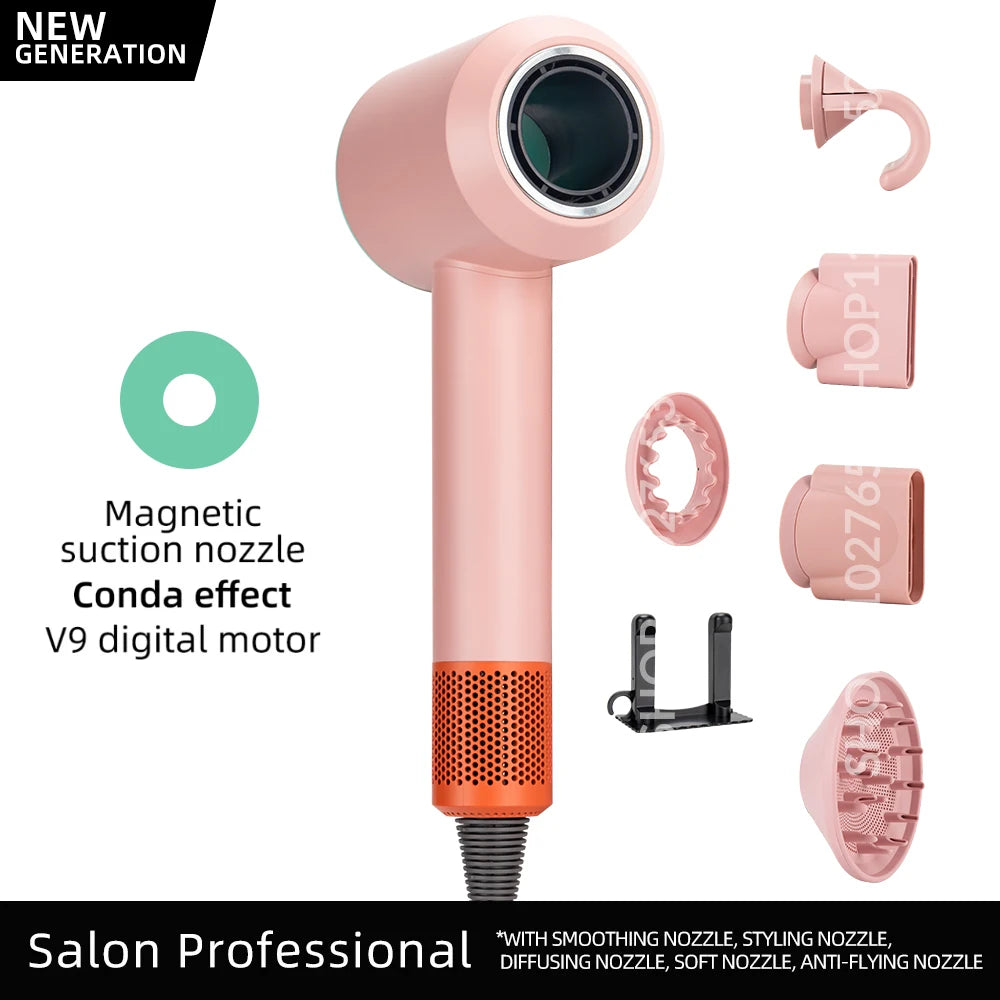 Ionen-Haartrockner 5 in 1 mit Diffusor Professionelle Haarpflegegeräte Damen Salon Friseur Blauer Haartrockner Super Haartrockner