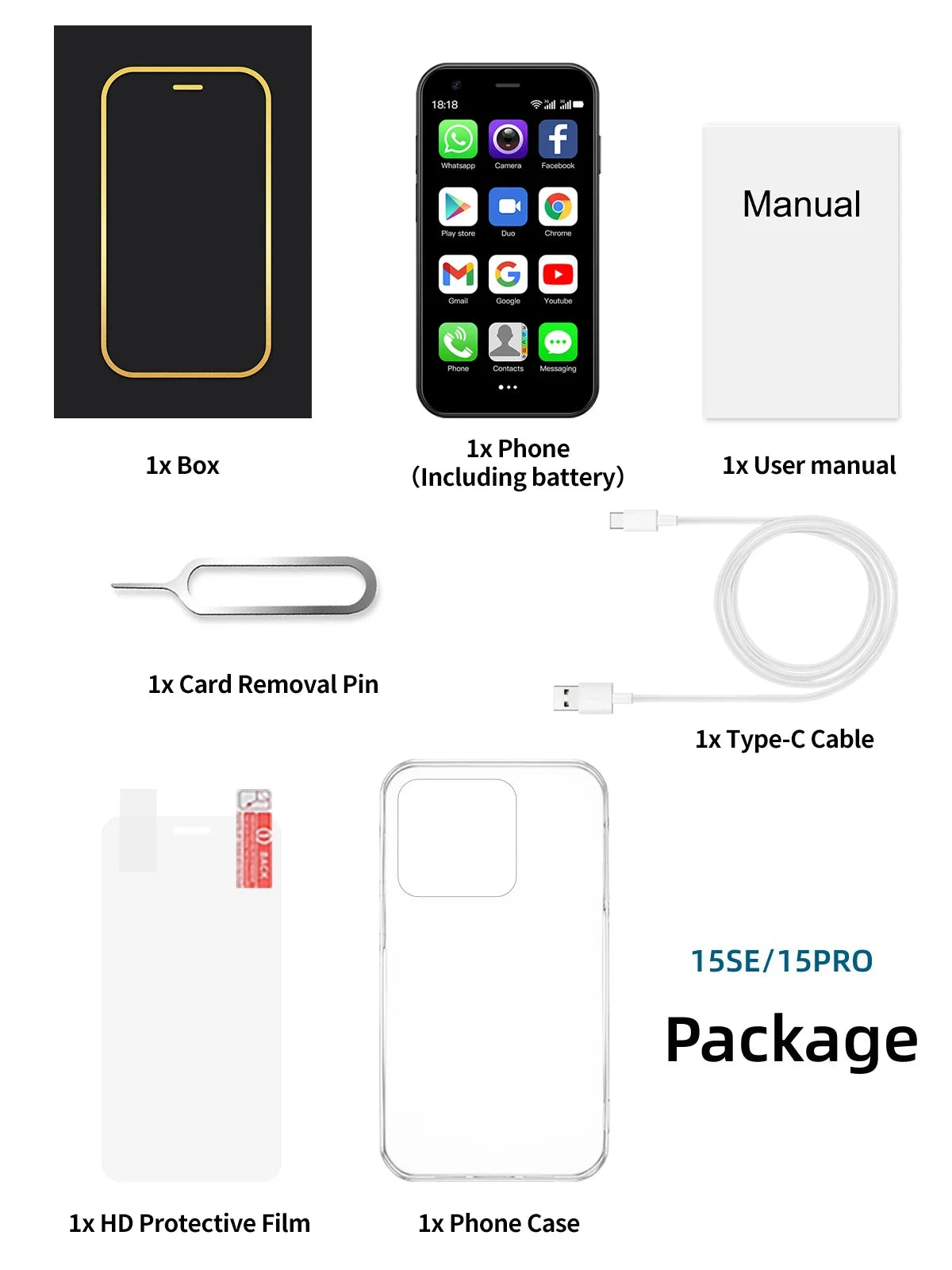 SERVO 15SE Mini Smartphone 3G WCDMA Android System WiFi Hotspot Play Store 3.0" Display Kleine Palm-Smartphones Dual SIM Standby