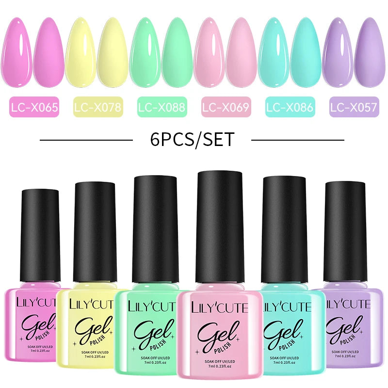 LILYCUTE Nagelgel-Politur-Set, Rosa Grün, Frühling, DIY-Nagelkunst-Design, lang anhaltend, Soak Off UV Gel, Maniküre, Malgel, Vernis-Kit