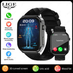 LIGE 2026 Neue KI-Gesundheitsdiagnose Smartwatch Blutfett Harnsäure Bluetooth-Anruf Blutdruck Gesundheits-Smartwatch Herren Damen