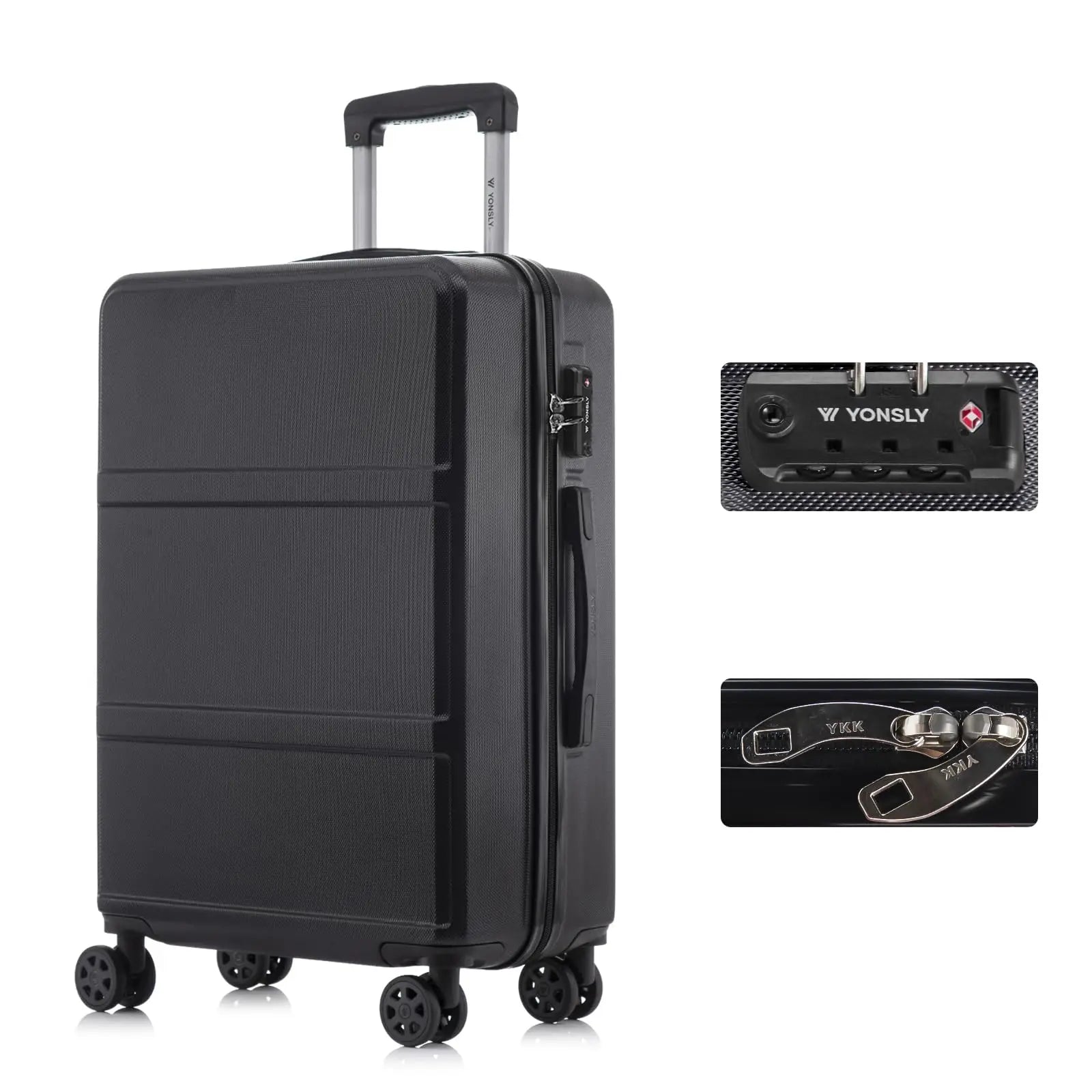 YONSLY Hartschalenkoffer 20/24/28 Zoll mit TSA-Schloss YKK-Reißverschluss 4 leise 360°-Rollen Netzfach Trolley Rollgepäck Handgepäck Koffer für Geschäftsreisen, Urlaube, Familienausflüge und Wochenendtrips