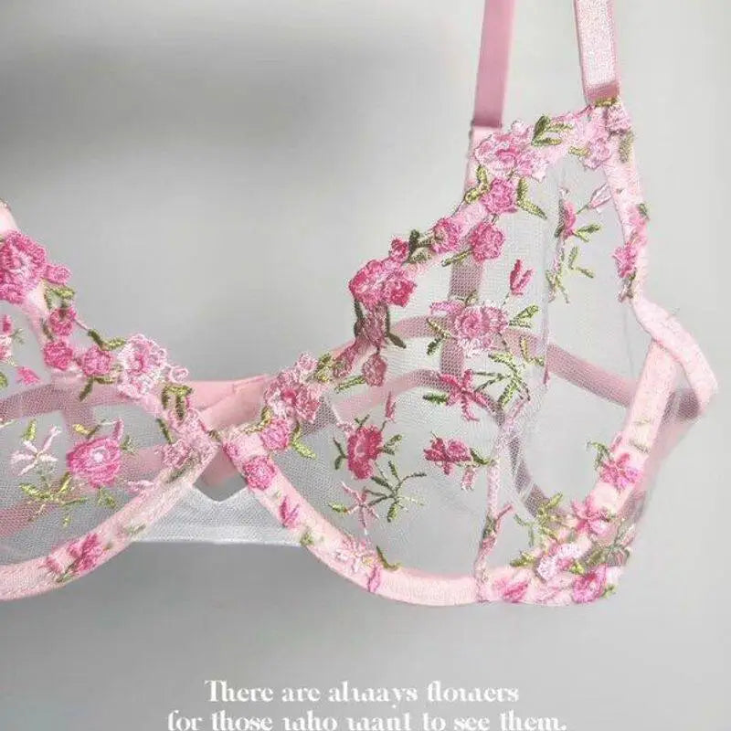 Europäische Frauen verführerischer transparenter BH mit Spitzenstickerei und Bügel, Minimizer für große Brüste, Anti-Sagging, weiche Dessous, S-XL BH-Set