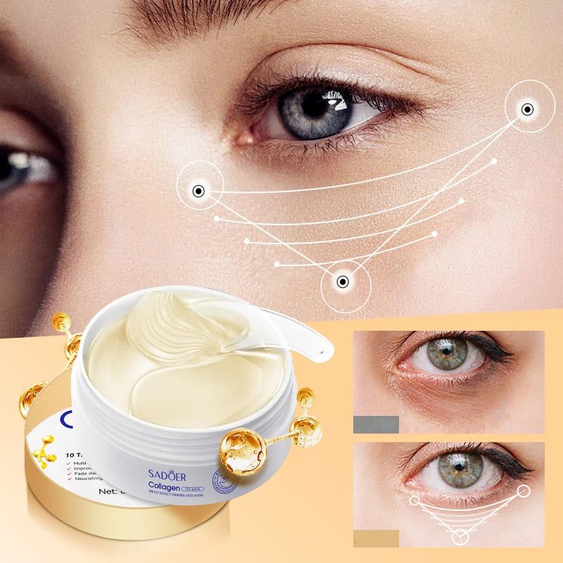 Kollagen-Augenmaske, tief feuchtigkeitsspendend, strafft die Haut um die Augen, Augenpflege, Anti-Aging-Hautpflege, verjüngt die Haut