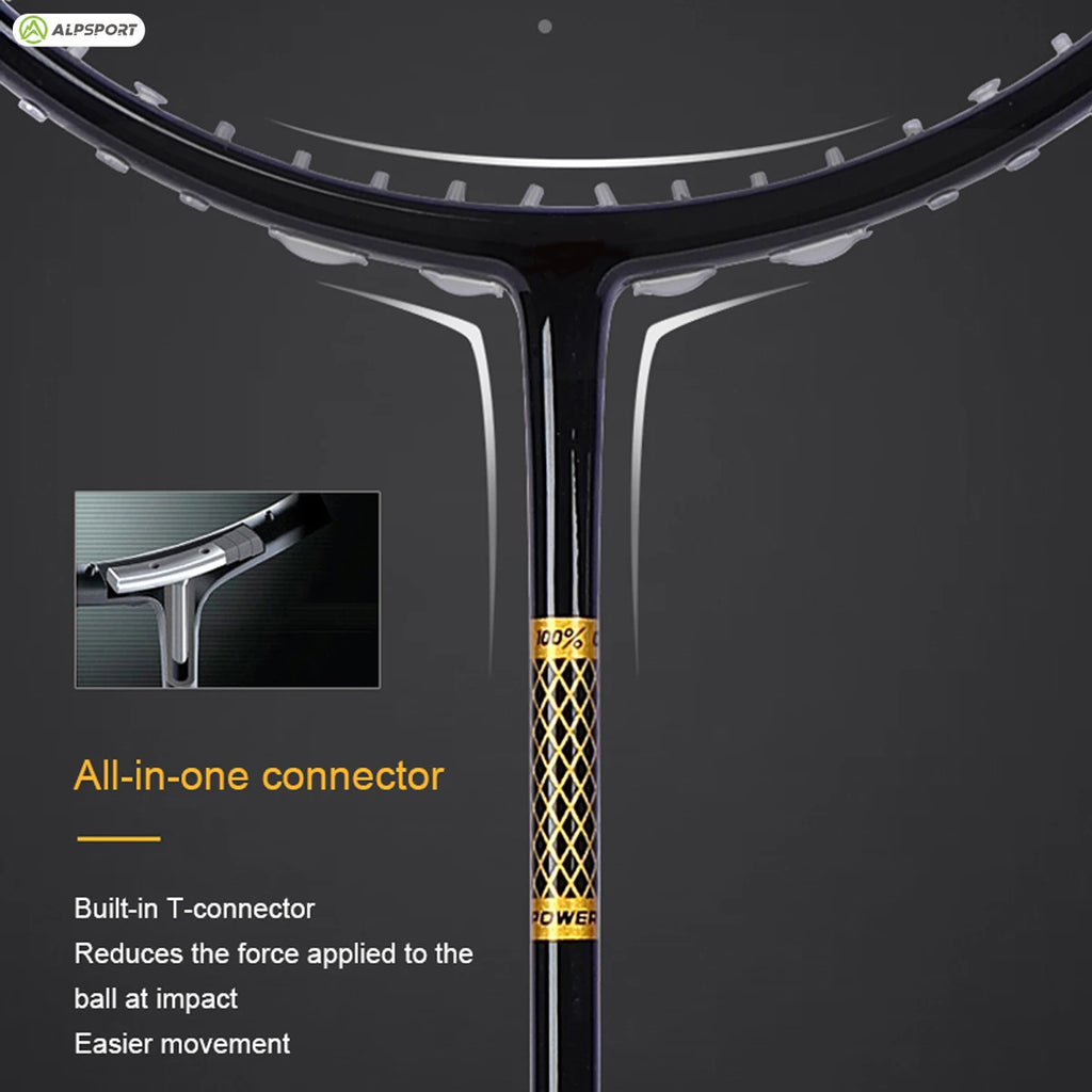 ALP ZJ2.0 Pro 4U 85g 100% Carbonfaser + Titanlegierung Badmintonschläger Ultraleichte Sportausrüstung Schläger Badmintontraining