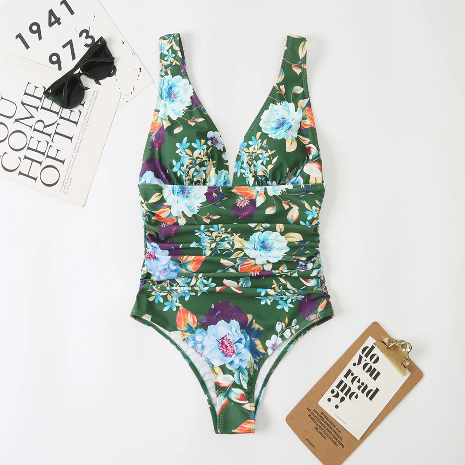 Sexy Bademode Damen Tiefer V-Ausschnitt Einteiliger Badeanzug 2026 Neuer Damen Badeanzug Damen Bodysuit Schwimmen für Strandbekleidung Monokini