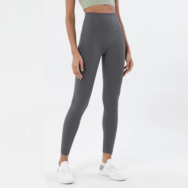 SOISOU Nylon Yogahosen Gym Leggings Damen Mädchen Fitness Weiche Strumpfhosen Hohe Taille Elastisch Atmungsaktiv Keine T-Linie Sporthosen