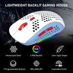 65 % kabelgebundenes mechanisches Gaming-Tastatur- und Maus-Combo, Mini-Tastatur mit 68 Tasten, RGB-Hintergrundbeleuchtung, leichte optische RGB-Wabenmaus