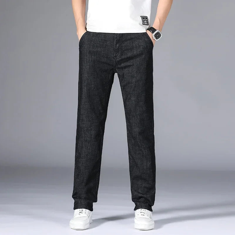 Herrenhose Büro Business Jeans Herren Klassische Blau Schwarz Baumwolle Stretch Straight Denim Hose Herren Marken Hosen
