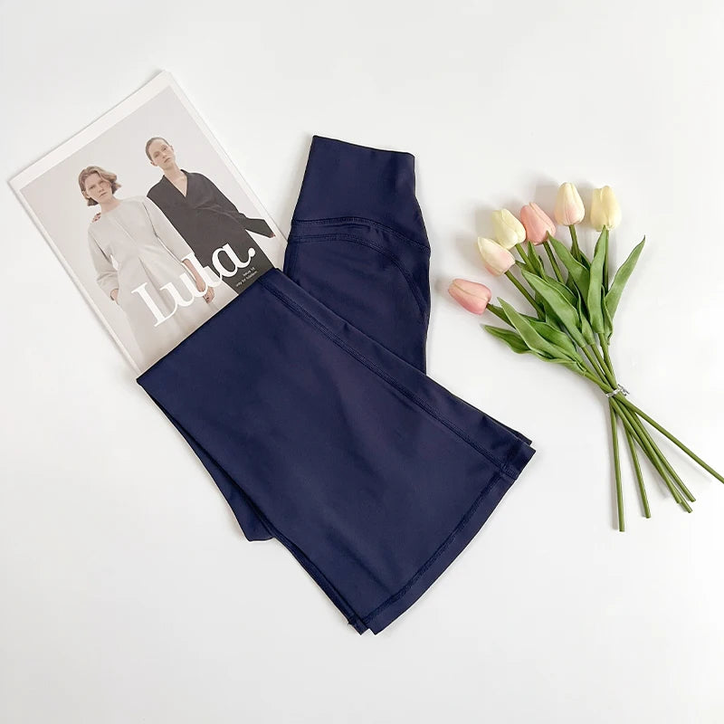Damen High-Waist Schlag-Yogahosen Bequeme Pilates-Laufleggings Stylische Fitness-Sporthosen