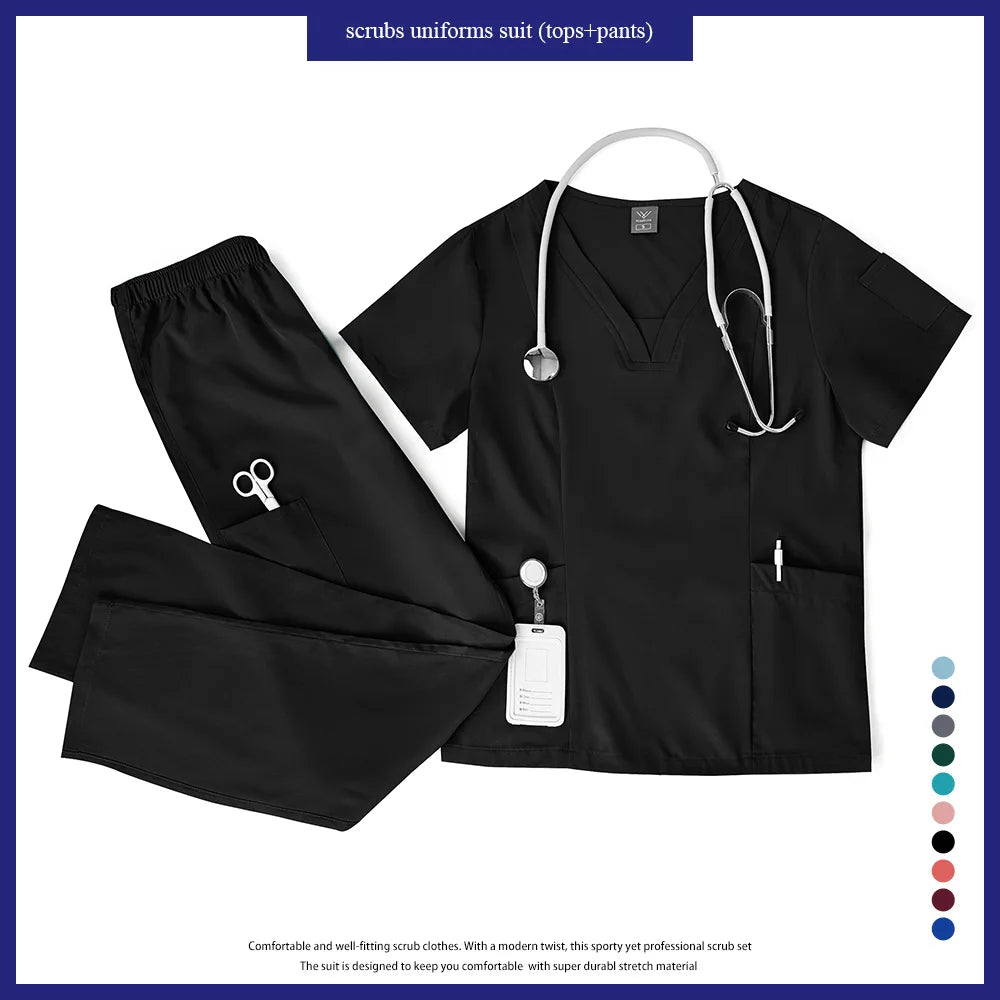 Niaahinn Scrubs Uniforms Sets Großhandel Medizinische Kasacks Stretch-Anzug Gesundheitswesen Pflegeuniform Unisex OP-Kasacks Damen Herren