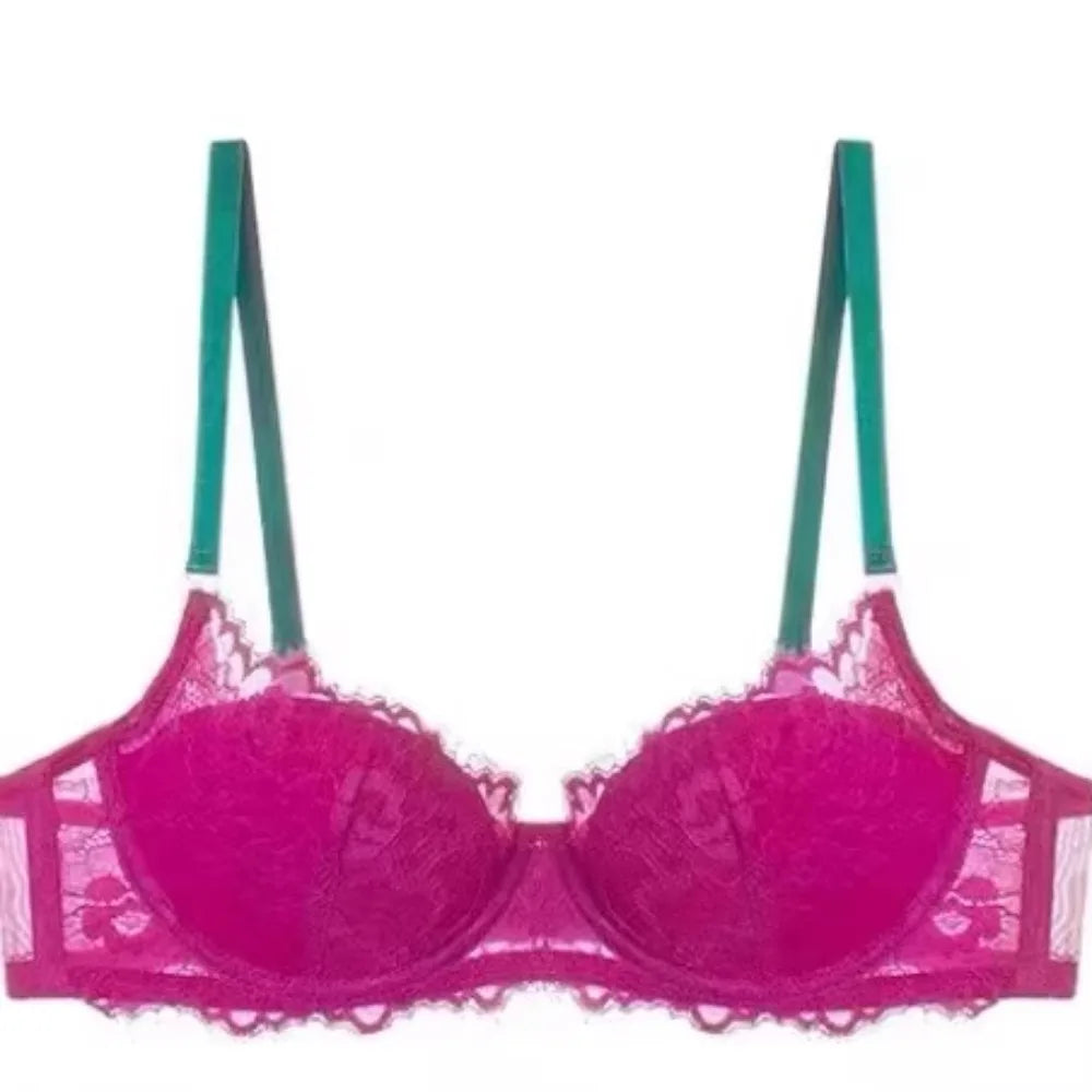 Sexy Spitzen-BH- und Höschen-Set, Minimizer, Anti-Sagging, vollflächig bedeckend, verstellbarer Bügel, große Bruststütze, dünne Seitenstütze, kein Überlaufen