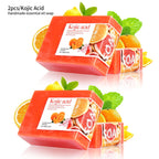 2 Stück/100 g Kojisäure Süßorange Handgemachte Ätherisches Öl Seife Reinigt sanft Gesicht und Körper Handgemachte Seife