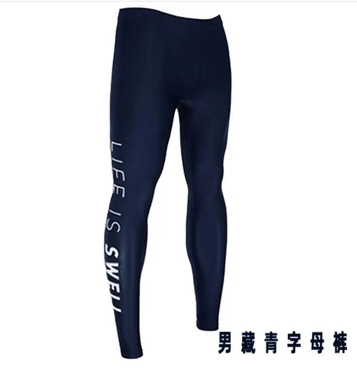 Herren schnell trocknende Sonnencreme rein schwarzer Buchstabe Tauchen und Surfen wasserdichte Damen Caprihose Nylon Hot Spring Badehose
