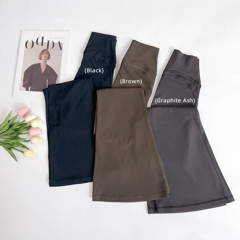 Damen High-Waist Schlag-Yogahosen Bequeme Pilates-Laufleggings Stylische Fitness-Sporthosen