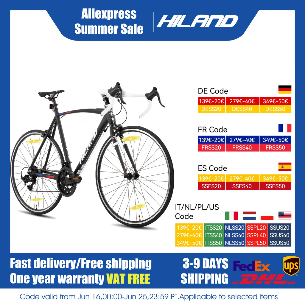 Hiland 700c Rennrad, 14 Gänge, leichter Aluminiumrahmen, Rennrad, City-Commuter-Rennrad für Damen und Herren