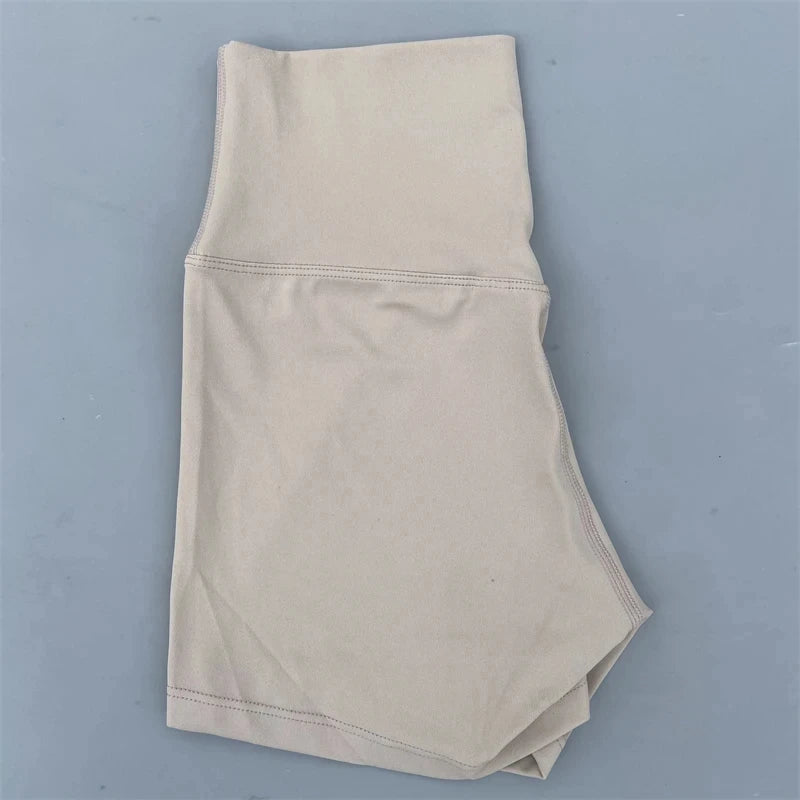 Sexy einfarbige Damen-Fitness-Sportshorts, hohe Taille, athletische Yoga-Shorts, Bein-Radfahren, umfassendes Training, Jogging, Squat-Proof