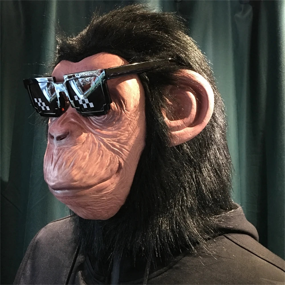 Deluxe Schimpfenmaske mit Haar Neuheit Latex Vollkopfmasken für Halloween Faschingsparty Cosplay Affen-Tiermaske Hauptbild