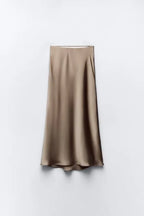 ETJ 2025 Damen Frühling neue elegante Mode All-in-One Stretch High-Waist A-Linie Seidensatin Rock in mehreren Farboptionen