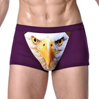 Herren Einzigartige 3D-gedruckte Wolfs-Adlerkopf-Flachwinkel-Hose mittelhohe Boxershorts Atmungsaktives gestricktes Modal-Gewebe