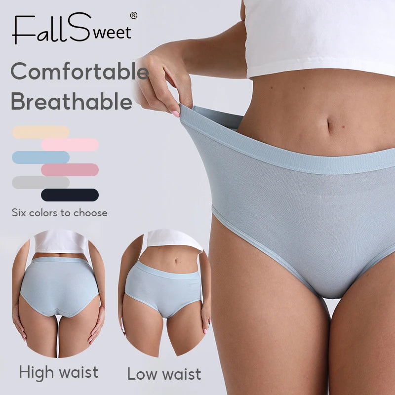 FallSweet 5er-Pack Damen Baumwollslips Nahtlose Plus Size Unterhosen Einfarbige Unterwäsche Weich Atmungsaktive Damenslips