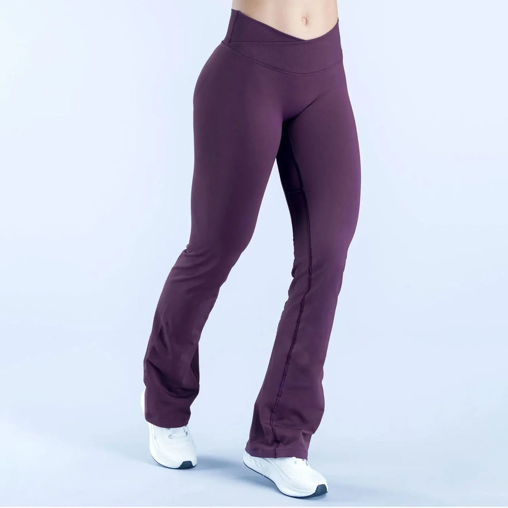 NCLAGEN Vision Flares Damen Fitnessstudio Fashion Yogahosen mit überkreuzter Vorderseite, hoher Taille, nahtlosen Sport-Leggings, Fitness-Hosen mit weitem Bein