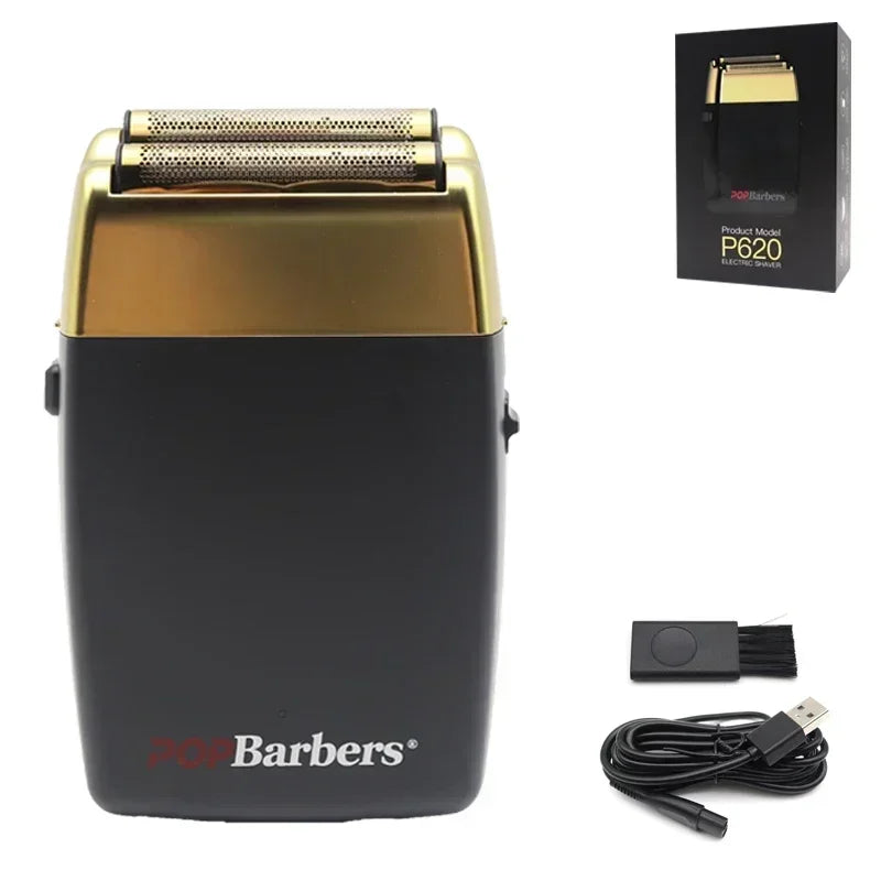 11000 U/min POP Barbers P620 Professioneller elektrischer Herren-Barttrimmer Doppelfolienrasierer Elektrorasierer USB-Haarschneidemaschine