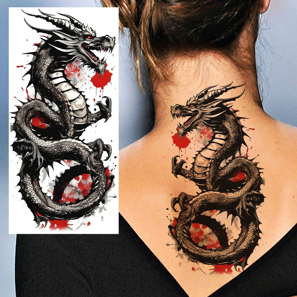 1 Blatt Kobra Schlange Drache Skorpion Temporäre Tattoos für Männer Frauen Wasserdicht Langlebig Löwe Tiger Wolf Fake Tattoo Aufkleber