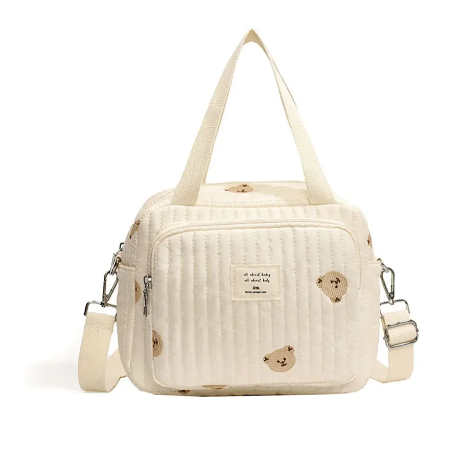 Niedliche Bären Wickeltasche Baumwolle Reißverschluss Windeltasche Damen Handtasche Windel-Caddy Organizer Baby Umstands-Reisetasche