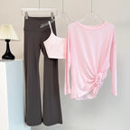 Atmungsaktives langärmliges Yoga-Cover-up, leichtes, schnell trocknendes Lauftop für Damen, lockere Passform, schlicht, Sport, Fitness, Outdoor, Freizeit