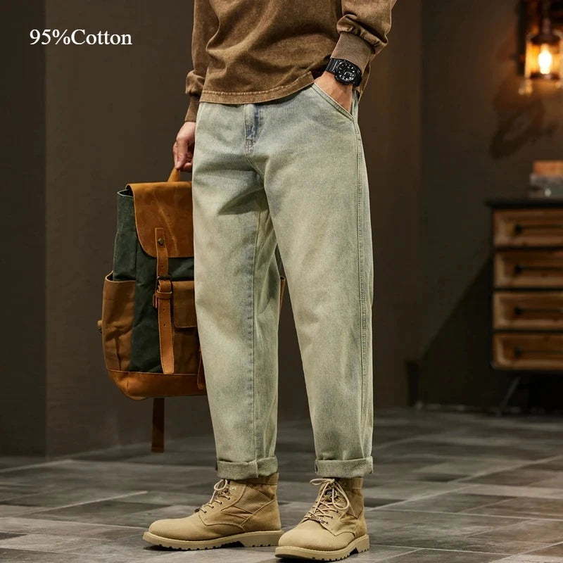 Herren 95% Baumwolle Jeans Hohe Qualität Loose Haremshose Mode Baggy Freizeit Outdoor Baggy Arbeits Denim Hose Marke Herrenbekleidung Hauptbild