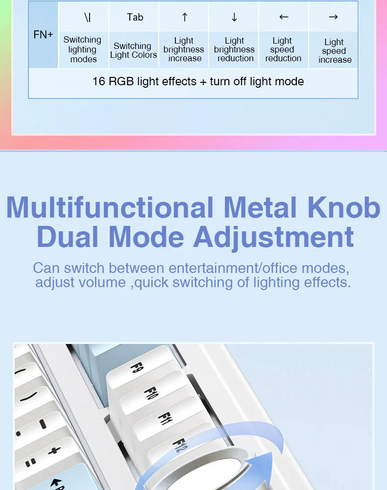 AULA F75 2.4G Kabellos/Bluetooth/Kabelgebunden Gaming Mechanische Tastatur RGB Angepasstes 75% Layout OEM Profil Gasket Struktur
