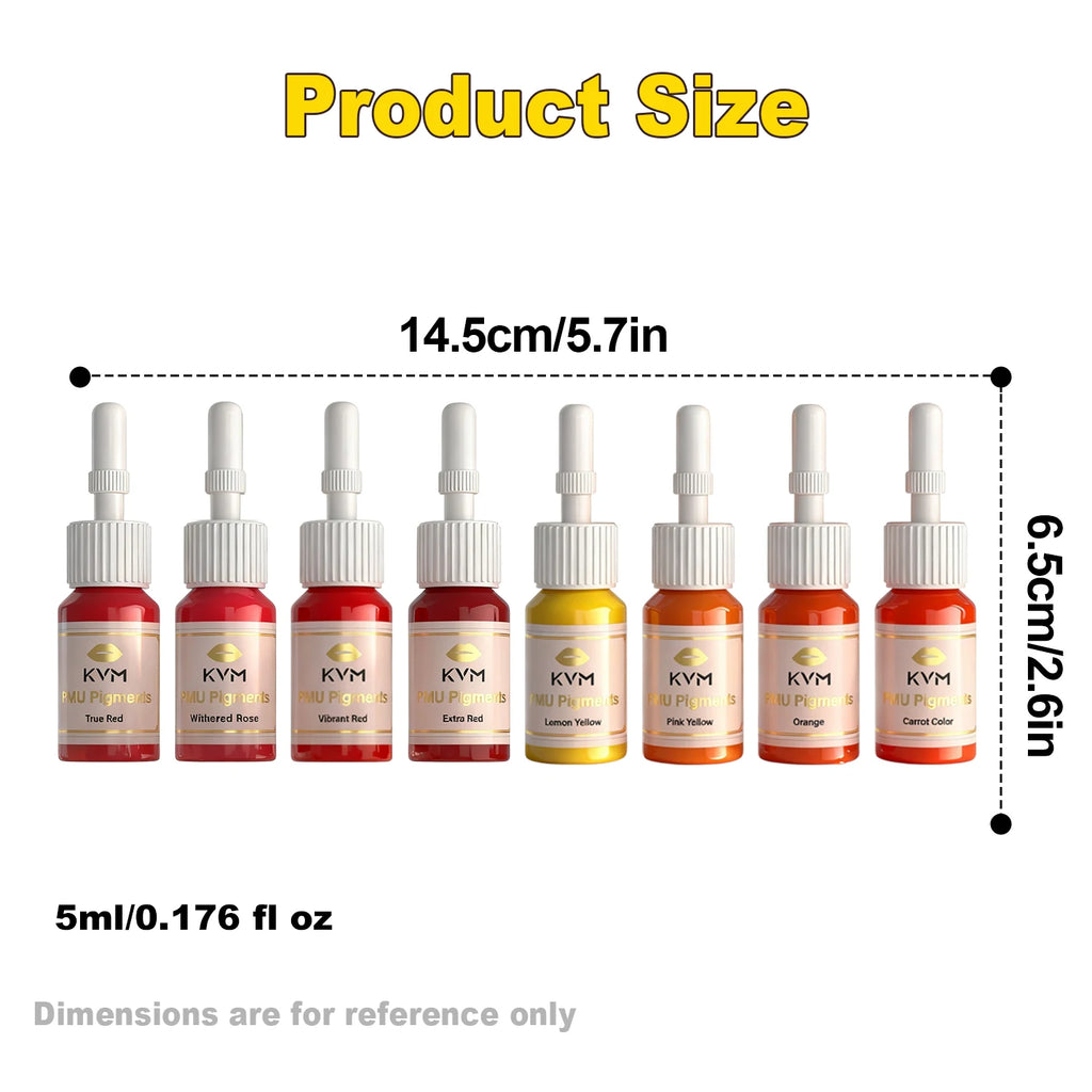 KVM 8 Farben 5ML Lippen-Tattoo-Tinte Microblading-Tinten Semi Permanent Make-up Pigment Tattoo-Tinte Body Art Lippenfarbe Tattoo Zubehör