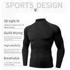 Winter Fleece Sports Shirt Men High Neck Compression Shirt Long Sleeved Training Top High Stretch Undershirt