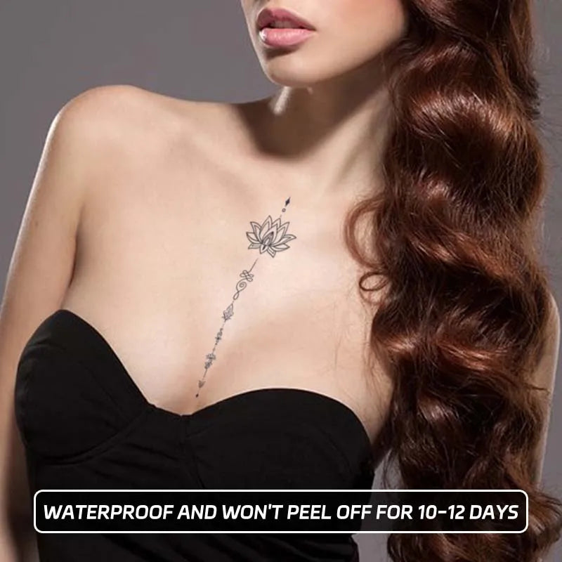 Lotusblume Wasserdichtes Realistisches Temporäres Tattoo, Hält 1-2 Wochen, für die Brust, Halbpermanentes Fake-Tattoo