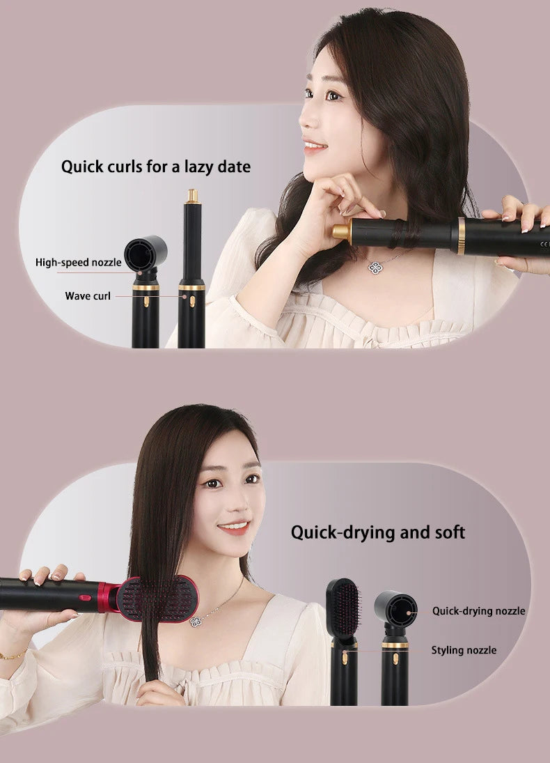 5-in-1 Warmluftbürste Heißluftkamm-Set Professioneller Lockenstab Haarglätter Styling-Tool für professionelle Haartrockner