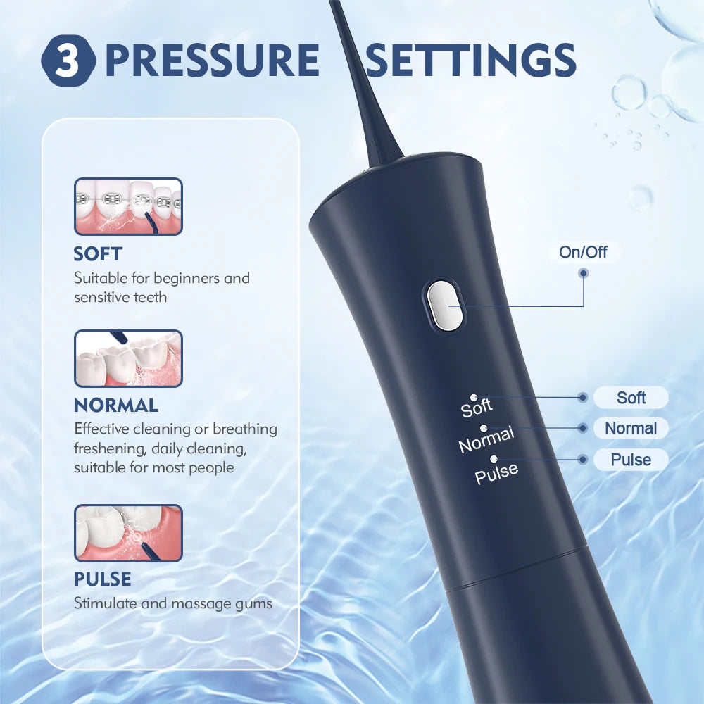 Sejoy Tragbarer elektrischer Munddusche Wasserflosser 6 Düsen 3 Modi Wiederaufladbarer Smart Dental Water Jet Zahnreiniger
